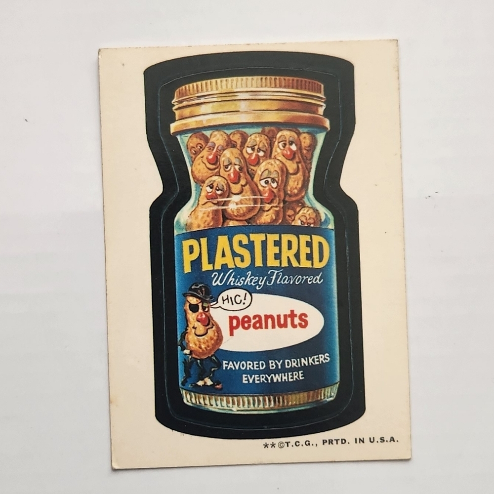 🍺Vintage 1973 Wacky Packages Sticker - Plastered Peanuts (Series 2 Topps) 🥜🥃